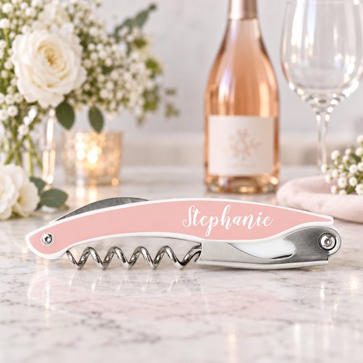 Roze Gouden Aangepaste Script Monogram Kurkentrekker