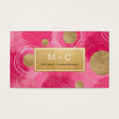 Roze Gouden Abstract Monogram Zakelijke Kaarten Visitekaartje (Voorkant)