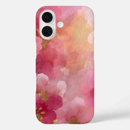 Roze & Gouden Abstract Waterverf Case-Mate iPhone Case (Achterkant)