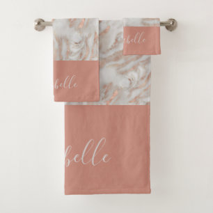 Roze gouden abstracte marmeren elegante meisjesach bad handdoek