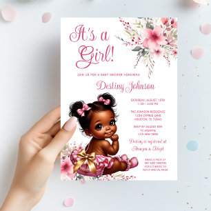 Roze Gouden Afro Puff Ruffle Broek Meisje Baby Sho Kaart