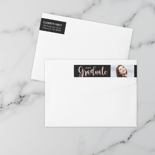 Roze Gouden Afstudeerfoto Retouradres