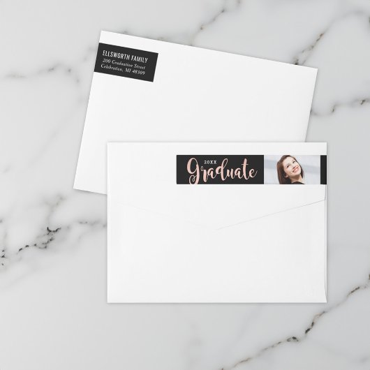 Roze Gouden Afstudeerfoto Retouradres