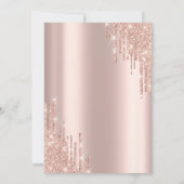 Roze Gouden Afstudeerhoed Glitter Drips, Afstudere Kaart (Achterkant)