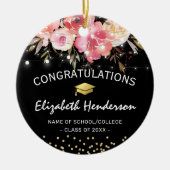 Roze & Gouden Afstudeerhoed Keramisch Ornament (Voorkant)