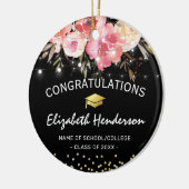 Roze & Gouden Afstudeerhoed Keramisch Ornament (Links)