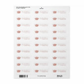 Roze Gouden Afstudeerhoed Script Retouradres Etiket (Full Sheet)