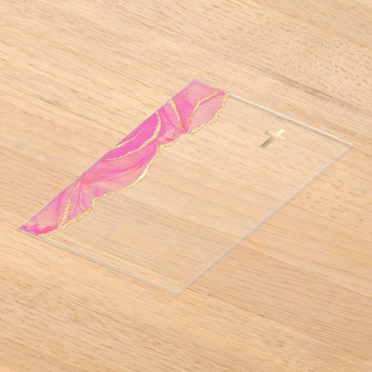 Roze gouden agaat Eerste Heilige Communie Meisje Acryl Uitnodigingen (Laagn)