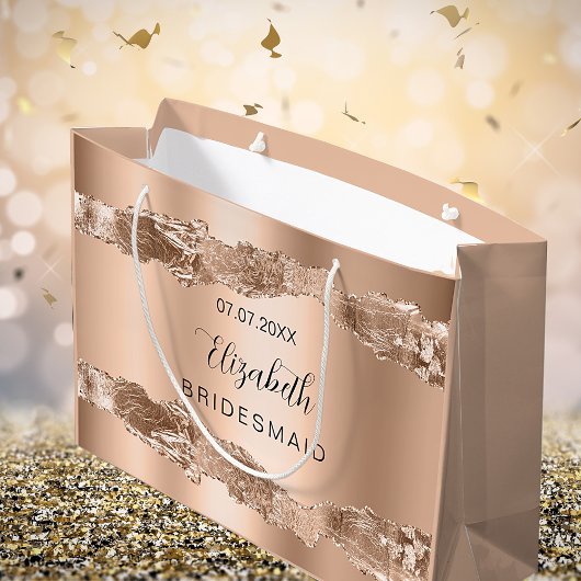 Roze gouden agaat geode bruidsmeisje groot cadeauzakje