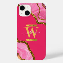 Roze & Gouden Agaat Geode Monogram