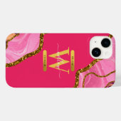 Roze & Gouden Agaat Geode Monogram Case-Mate iPhone Case (Achterkant (horizontaal))