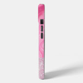Roze Gouden Agaat Glitter Monogram Case-Mate iPhone Case (Achterkant / Links)
