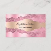 Roze gouden agaat marmer QR code foto Visitekaartje (Voorkant)