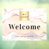 Roze gouden agaat marmeren zakelijk logo welkom raamsticker (Vel 3)