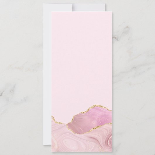 Roze & Gouden Agaat Wedding Menu Kaart (Achterkant)