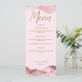 Roze & Gouden Agaat Wedding Menu Kaart