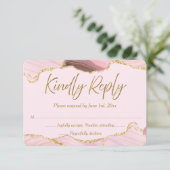 Roze & Gouden Agaat Wedding RSVP (Staand voorkant)