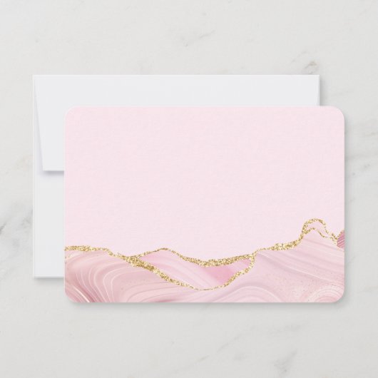 Roze & Gouden Agaat Wedding RSVP (Achterkant)