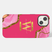 Roze & Gouden Agate Geode Initiaal   iPhone Hoesje (Achterkant horizontaal)
