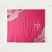 Roze & Gouden Agate Geode Trouwdag Wandkleed (Voorkant (horizontaal))