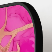 Roze Gouden Alcoholinkt Marmeren Monogram Initiale Pickleball Paddle (Links Detail)