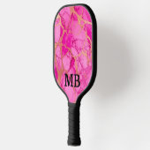 Roze Gouden Alcoholinkt Marmeren Monogram Initiale Pickleball Paddle (Links)