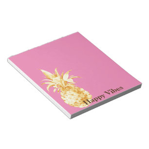 Roze Gouden Ananas Confetti Notitieblok