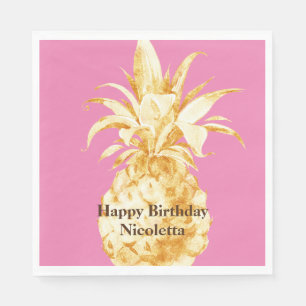 Roze Gouden Ananas Confetti Servet