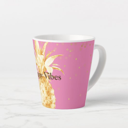 Roze Gouden Ananas Latte Mok (Rechterhoek)