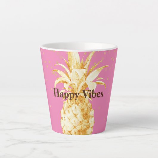 Roze Gouden Ananas Latte Mok (Voorkant)