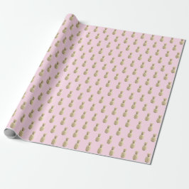 Roze Gouden Ananas Patroon Schattigee Trendy Cadeaupapier