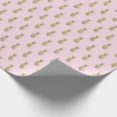 Roze Gouden Ananas Patroon Schattigee Trendy  Cadeaupapier (Hoek)