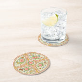 Roze & Gouden Antieke Roos Medaillon  Ronde Kartonnen Onderzetter (Insitu)