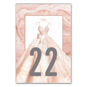 Roze Gouden Aquarel Trouwjurk Tafel Nummers Kaart (Achterkant)
