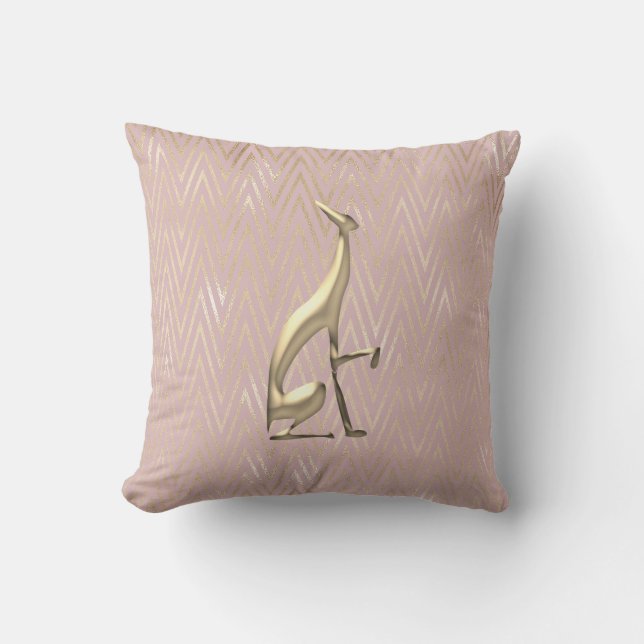 Roze Gouden Art Deco Roze Sierkussen (Voorkant)