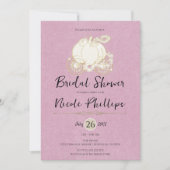 Roze Gouden Assepoester Koets Bruidsdouche  Kaart (Voorkant)