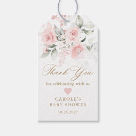Roze Gouden Baby Meisje Shower Favor met Bloemen Cadeaulabel