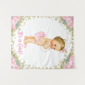 Roze Gouden Baby Shower Banner Achtergronden Wandkleed (Voorkant (horizontaal))