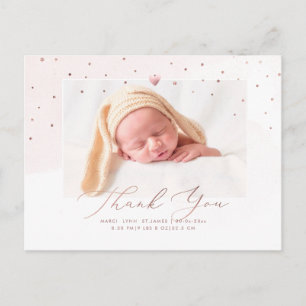 Roze Gouden Baby Shower Bedankt Blush Waterverf Briefkaart