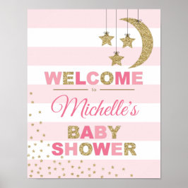 roze gouden baby shower decor welkomstteken maanst poster