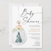 Roze gouden baby shower met kerstbomen voor de win kaart (Voorkant)