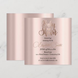 Roze gouden baby shower uitnodiging