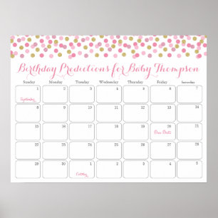 Roze Gouden Baby Shower Verjaardags Voorspellingsk Poster