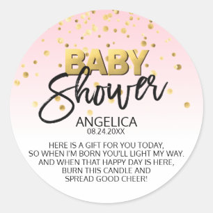 Roze gouden Baby showers kaars Votive Favor Labels