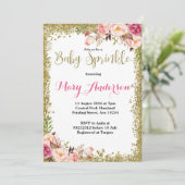 Roze Gouden Baby Sprinkle Uitnodigingen (Staand voorkant)