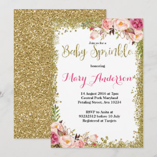 Roze Gouden Baby Sprinkle Uitnodigingen