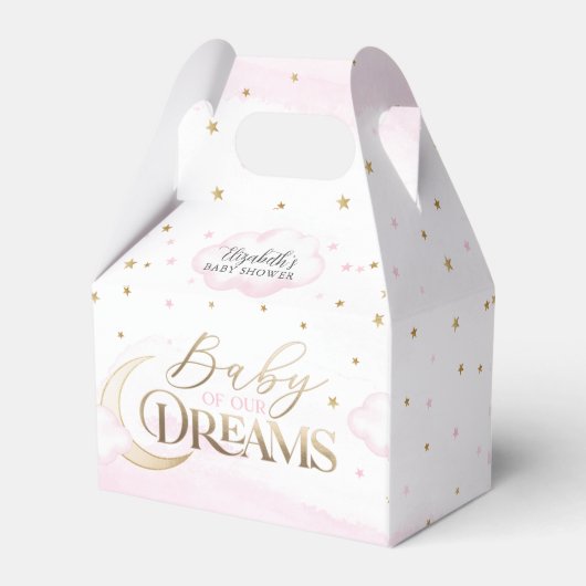 Roze Gouden Baby van onze Dromen Baby shower Bedankdoosjes (Achterkant)