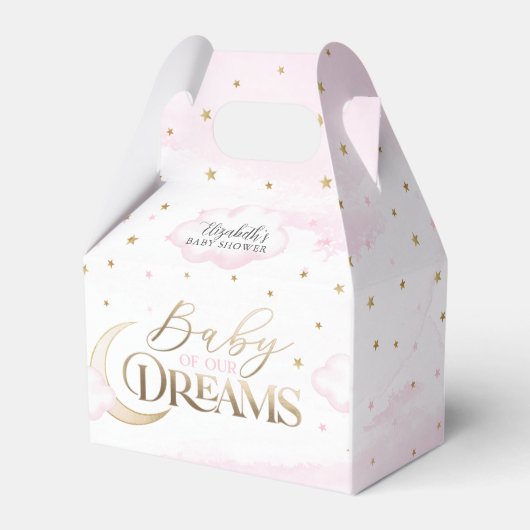 Roze Gouden Baby van onze Dromen Baby shower Bedankdoosjes (Voorkant Zijde)