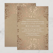 Roze Gouden Baby's Breath Bloemige Trouwverjaardag Kaart (Voorkant / Achterkant)