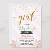 Roze gouden babyshower uitnodiging (Voorkant)